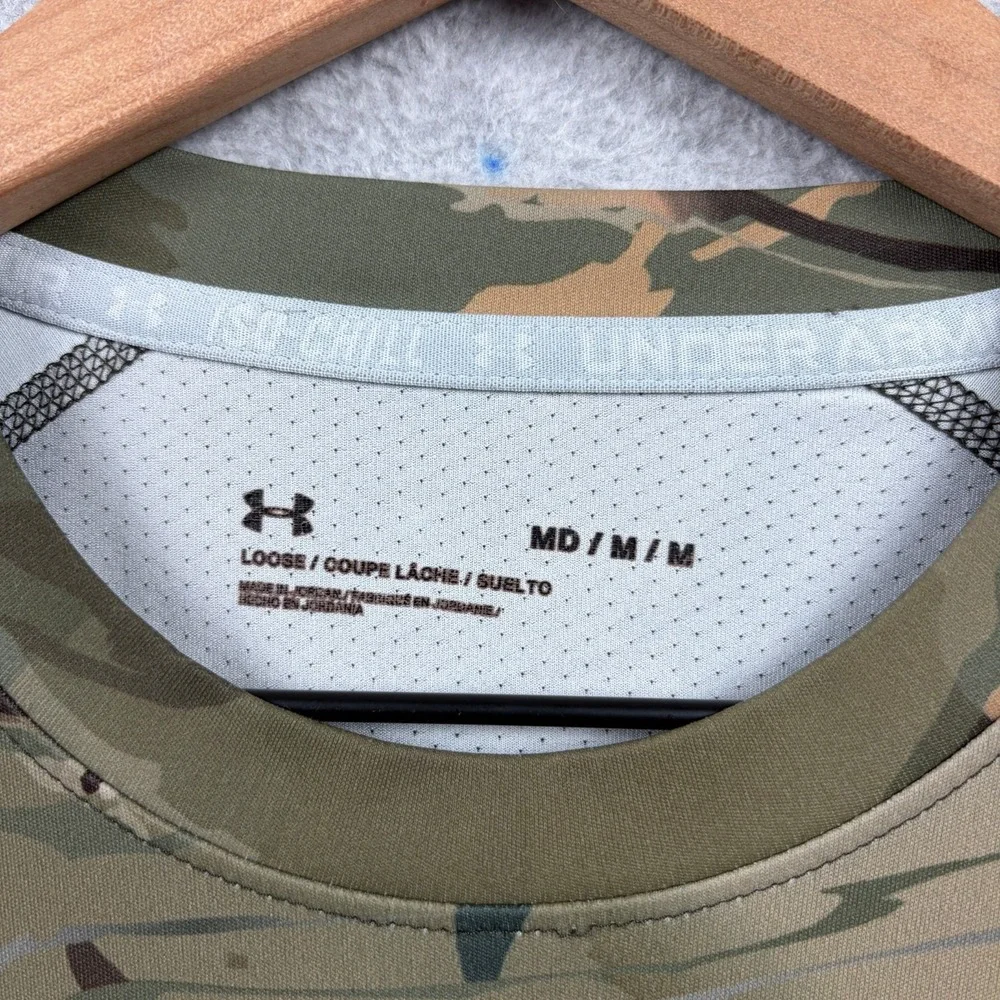 Under Armour Shirt Mens Medium Camo Iso Chill Brush Line Short Sleeve Loose Fit